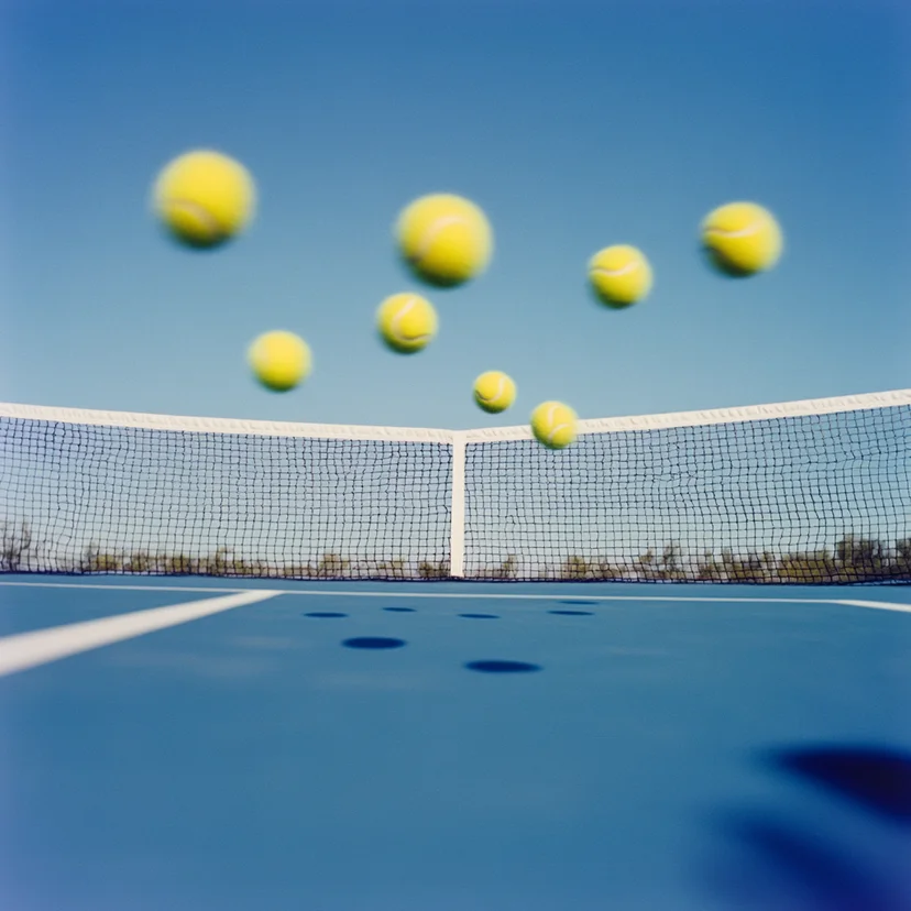 Tennis balls over net