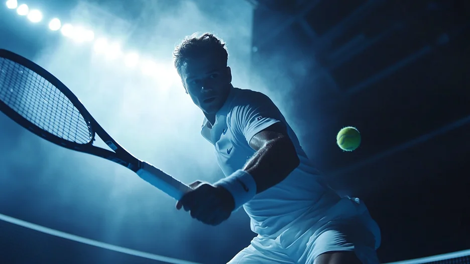 Tennis player in action